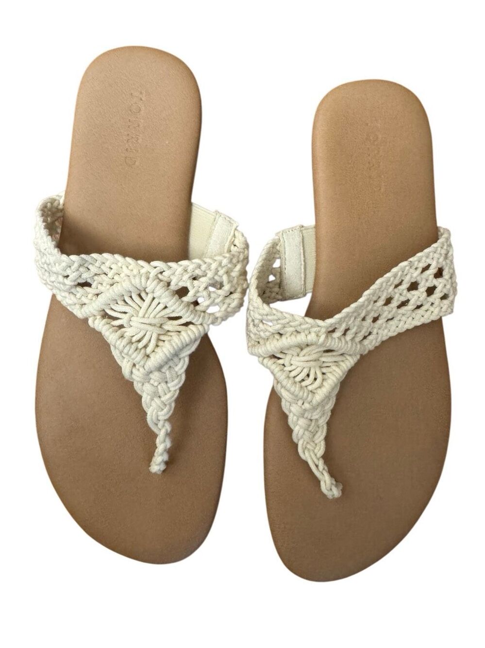 Torrid Cream Macrame Thong Sandals Size 9 Wide Width